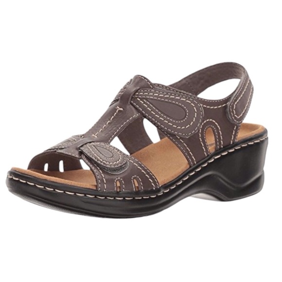 Clarks 8 Lexi Q Walnut Women’s Leather Footbed Sandals Brown Comfort Shoes - Picture 1 of 12